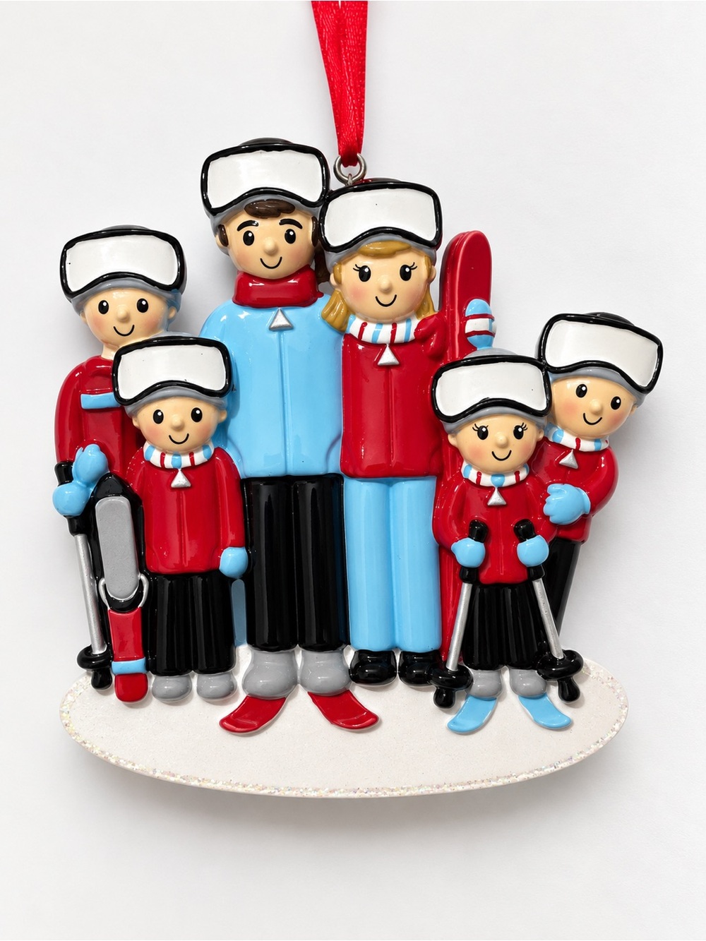 Personalized Ski Family of 6 Christmas Ornament – Custom Names